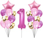 Ballonnen Eerste Verjaardag - 1 jaar - roze - 1 meter