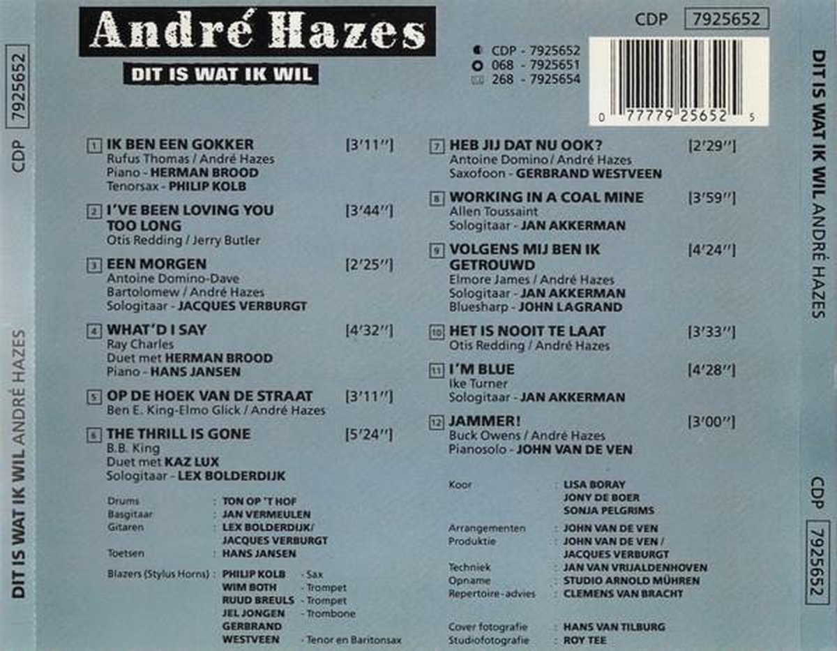 André Hazes ‎– Dit Is Wat Ik Wil - CDP 7925652, Herman Brood | CD