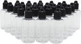 Plastic flesje 50ml (25 stuks) met dop - leeg - transparant / clear - reisverpakking - druppelflesje - druppelaar - verpakking