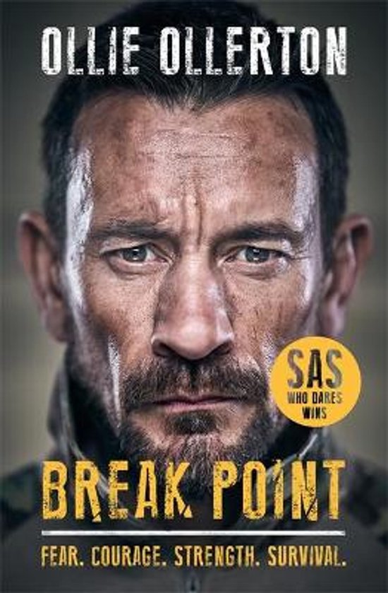 Boekomslag met close-up van Ollie Ollerton, met de tekst "BREAK POINT" en "SAS WHO DARES WINS".