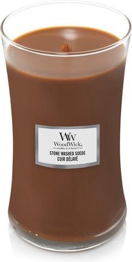 Grande bougie WoodWick - Suède Stone Washed