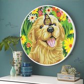 Diamond Painting Rond Frame Dog and Butterfly