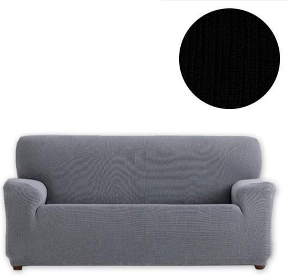 Belmarti® Bankhoes Kreta - 220cm - 250cm breed - Zwart - Voorgevormde elastische hoezen met mooie pasvorm - Premium kwaliteit uit Europa