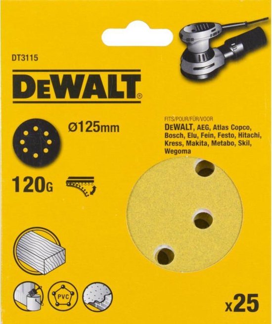DeWalt DT3115 Schuurschijf - K120 - 125mm (25st)
