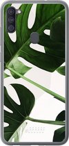 Samsung Galaxy A11 Hoesje Transparant TPU Case - Tropical Plants #ffffff