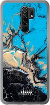 Xiaomi Redmi 9 Hoesje Transparant TPU Case - Blue meets Dark Marble #ffffff