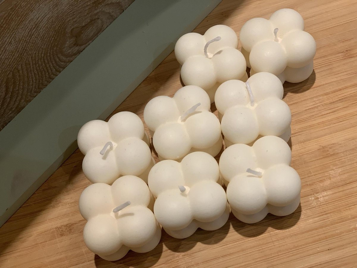2 Stuks Witte Bubble Kaarsen - Handgemaakte Kubus Kaarsen Met Zachte Geur Voor Sfeervolle Woondecoratie