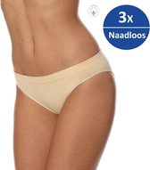 Brubeck Dames Ondergoed Slip model Bikini - Naadloos Elastisch Katoen - 3 Pack - Beige XL