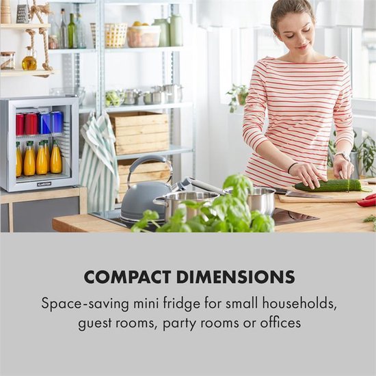 Klarstein Mini-Koelkast Brooklyn 23 Glazen Deur LED 23L - Minikoelkast Drankkoeler Hotelkoelkast - voor Hotelkamer voor Slaapkamer voor Studentenkamer - Compact - Mini Fridge - Kleine Koelkast - Compact Koelkast van Klarstein — afbeelding 5