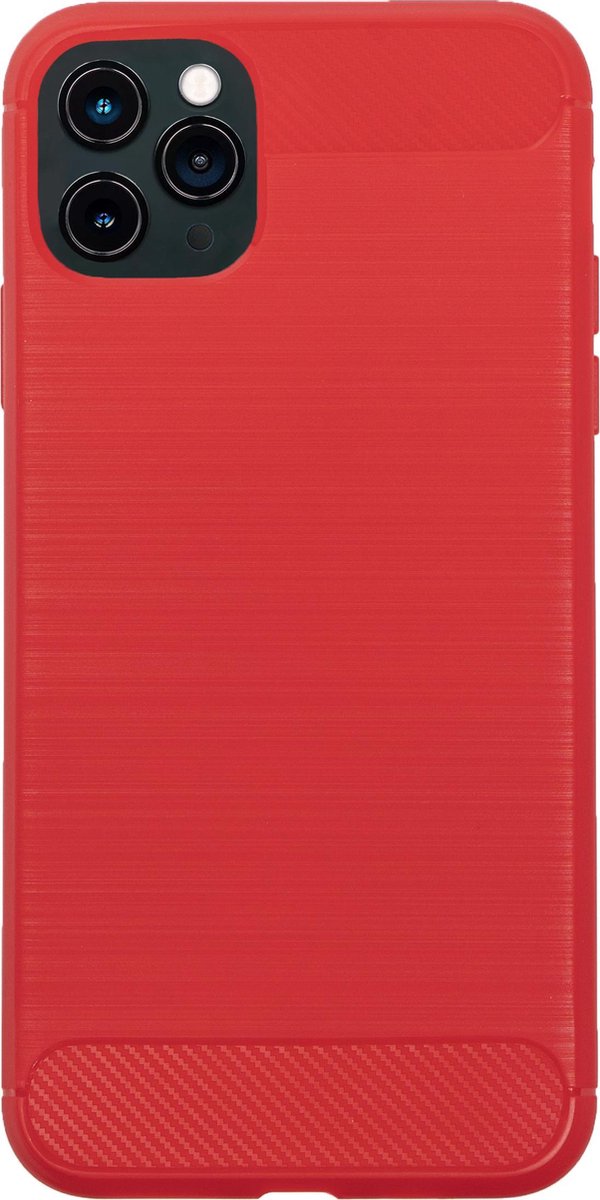 BMAX Carbon soft case hoesje geschikt voor Apple iPhone 12 Pro Max / Soft cover / Telefoonhoesje / Beschermhoesje / Telefoonbescherming - Rood