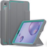 Samsung Galaxy Tab A 8.4 2020 Hoes - Tri-Fold Book Case met Transparante Back Cover en Pencil Houder - Licht Blauw/Grijs