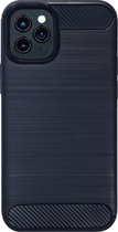 BMAX Carbon soft case hoesje voor Apple iPhone 12 Pro / Soft cover / Telefoonhoesje / Beschermhoesje / Telefoonbescherming - Blauw