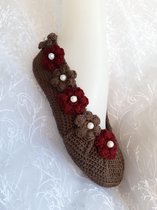 Pantoffels Dames - Pantoffels Kinderen - Hoogwaardige hand gebreide sokken - Klassiek design - ideaal voor thuis en in bed tegen koude voeten - Maat : 39-40