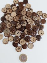 *** 10 Houten Kokosnoot knopen rond - 2 gaatjes - kokosknopen - 18 mm x 18 mm - 10 stuks - knoopjes - baby - naaien - kleding - kind - cadeau - kado ***