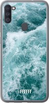 Samsung Galaxy A11 Hoesje Transparant TPU Case - Whitecap Waves #ffffff