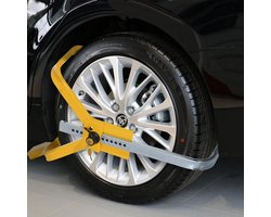 Universeel Wielklem Met Slot - Anti-Diefstal Parkeerklem Beveiliging - Verstelbaar Wielslot Voor Auto/Aanganger/Caravan - Met PP Mantel Tegen Wiel Beschading - Geel