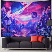 Ulticool - Planètes Purple Montagnes Sea - Tapisserie - 200x150 cm - Groot tapisserie - Affiche