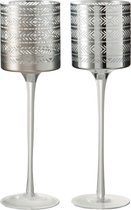 J-Line Theelichthouder Etnisch Glas Zilver Large Assortiment Van 2