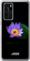 Huawei P40 Hoesje Transparant TPU Case - Purple Flower in the Dark #ffffff