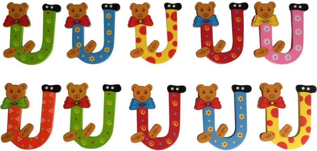 Houten letter U - naamletter Beer 10 cm