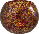 J-Line Windlicht Mozaiek Glas Rood/Geel Set van 2 stuks