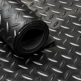 Rubber loper / rubbermat op rol – Diamant motief zwart – 3 mm – Breedte 220 cm
