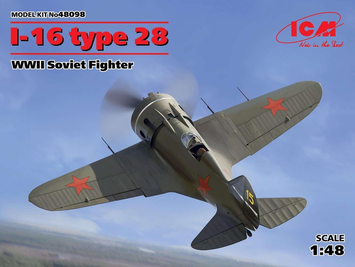 ICM Modelbouwpakket Militaire voertuigen - 48098 I-16 type 28, WWII Soviet Fighter Plastic - 1:48 - Modelbouw