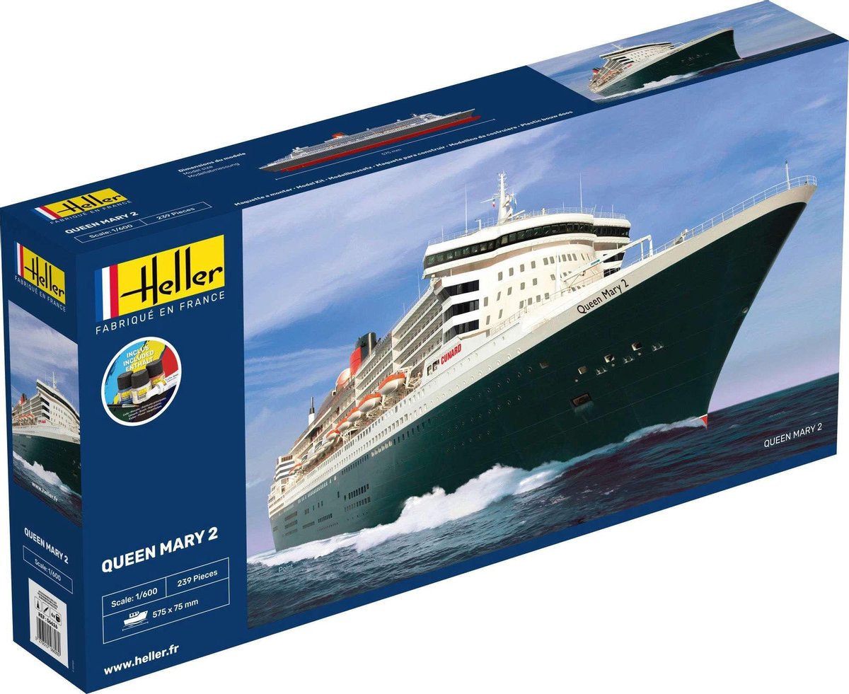 Heller Modelbouwpakket Schepen - 56626 Queen Mary 2 - Ship - Starter Kit Plastic - 1:600 - Modelbouw