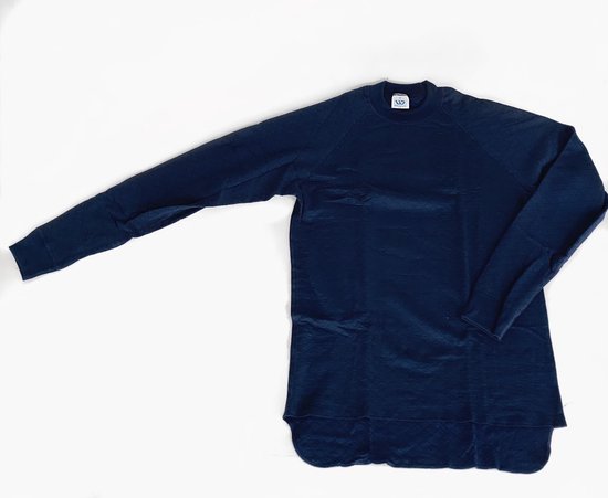 Donkerblauw Wenaas thermoshirt met lange mouwen, ronde hals en raglanmouwen.
