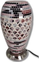 New Dutch - lampe en verre mosaïque - sur pied - 220 volts - rose/argent 27 cm
