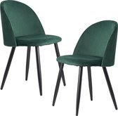 Chaises de Chaises de salle à manger Nancy's Brighton - Set de 2 - chaise de cuisine rembourrée - chaise seau - velours - vert - Zwart