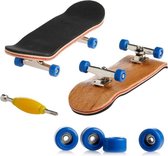 Vinger Skateboard - Fingerboard - Finger Board - Vingerskateboard voor Kinderen en Jongeren - Houten Mini Skateboard - Vingerskaten - Speelgoed Cadeau - Skate Kit - 3 jaar en ouder - Blauw