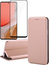 Samsung Galaxy A72 Case - Etui portefeuille - Rose Gold - Avec protection d'écran complète