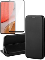 Hoesje geschikt voor Samsung Galaxy A72 - Portemonnee Book Case - Zwart - Met Full Screenprotector