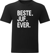 T-Shirt - Casual T-Shirt - Fun T-Shirt - Cadeau - School - Lerares - Juf  -  Beste Juf Ever - Zwart - Maat L