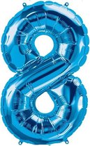 Helium ballon - Cijfer ballon - Nummer 8 - 8 jaar - Verjaardag - Blauw - Blauwe  ballon - 80cm