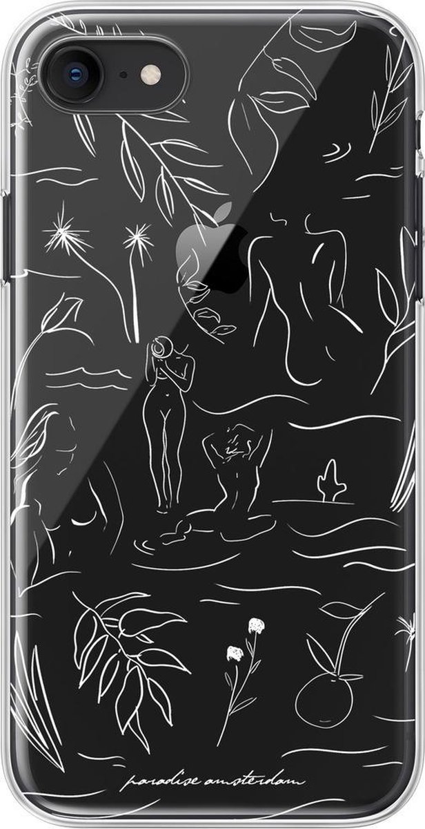 Paradise Amsterdam 'Tropical Illustrations' Clear Case - iPhone 7 / 8 / SE (2020) doorzichtig telefoonhoesje met tropische print