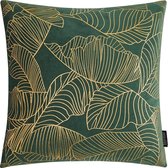Velvet Leaves Groen Kussenhoes | Fluweel / Polyester | 45 x 45 cm