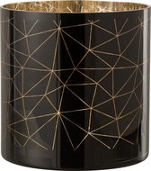 J-Line Windlicht Milano Glas Zwart/Goud X-Large
