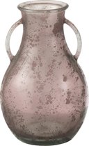 J-Line Vaas Fles Met 2Handvat Glas Oud Roze