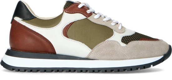 Sacha - Dames - Beige suède sneakers met bruine details - Maat 38 | bol.com