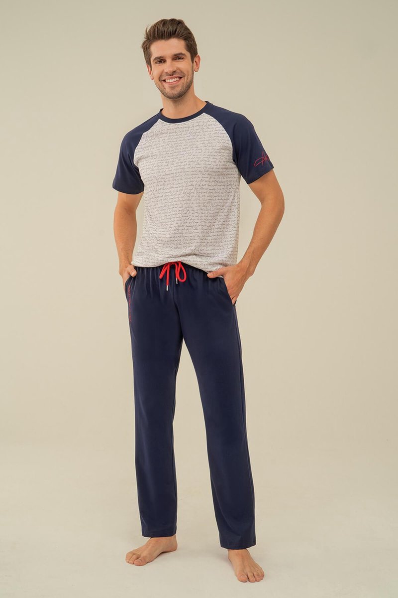 Feyza - Bijpassende Pyjamas Voor Koppels, Heren, Donkerblauw - S