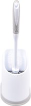 Toiletborstel Roestvrij - wit - Plastic Witte Toiletborstelhouder met Grijze Onderkant – 34x15cm – Wit – 1 Stuk