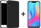Huawei P Smart Plus 2018 hoesje zwart siliconen case hoes cover hoesjes - 1x Huawei P Smart plus 2018 screenprotector