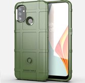 OnePlus Nord N100 hoesje - Rugged shield TPU Gelcase - Groen - GSM Hoesje - Telefoonhoesje Geschikt Voor: OnePlus Nord N100