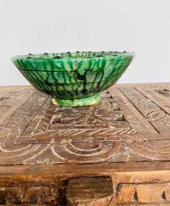 Bol Tamegroute| Vert | Poterie marocaine  | Diamètre 20