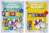 2x boeken Leren met blokken letters /nummers  - boek - kinderen - school - rekenen - taal - 3D - Viros.nl