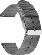 Smartwatch bandje - Geschikt voor Samsung Galaxy Watch 3 45mm, Gear S3, Huawei Watch GT 2 46mm, Garmin Vivoactive 4, 22mm horlogebandje - Nylon stof - Fungus - Grijs
