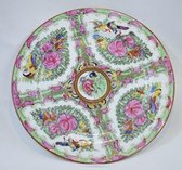 Chinees sierbord pink/groen - Ø 24 cm: porselein
