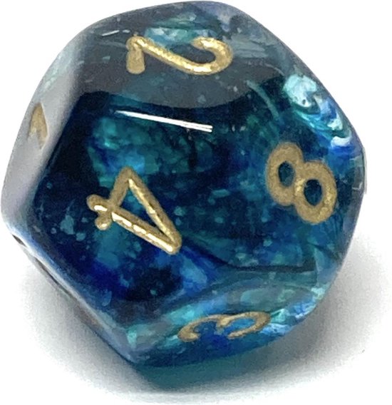 Thumbnail van een extra afbeelding van het spel Polydice 7 Dobbelstenenset Nebula Oceanic Gold